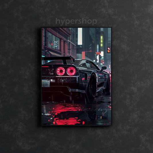 Nissan GT-R R32 Red Tail Lights | Car Neon Poster