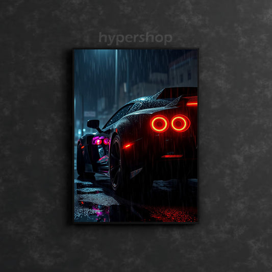 Nissan GT-R R35 Red Tail Lights | Car Neon Poster