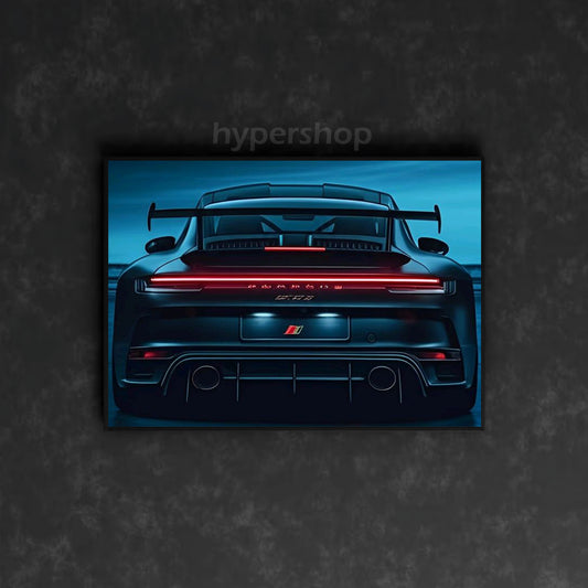 Porsche 911 GT3 Back DRL Red Light | Car Neon Poster