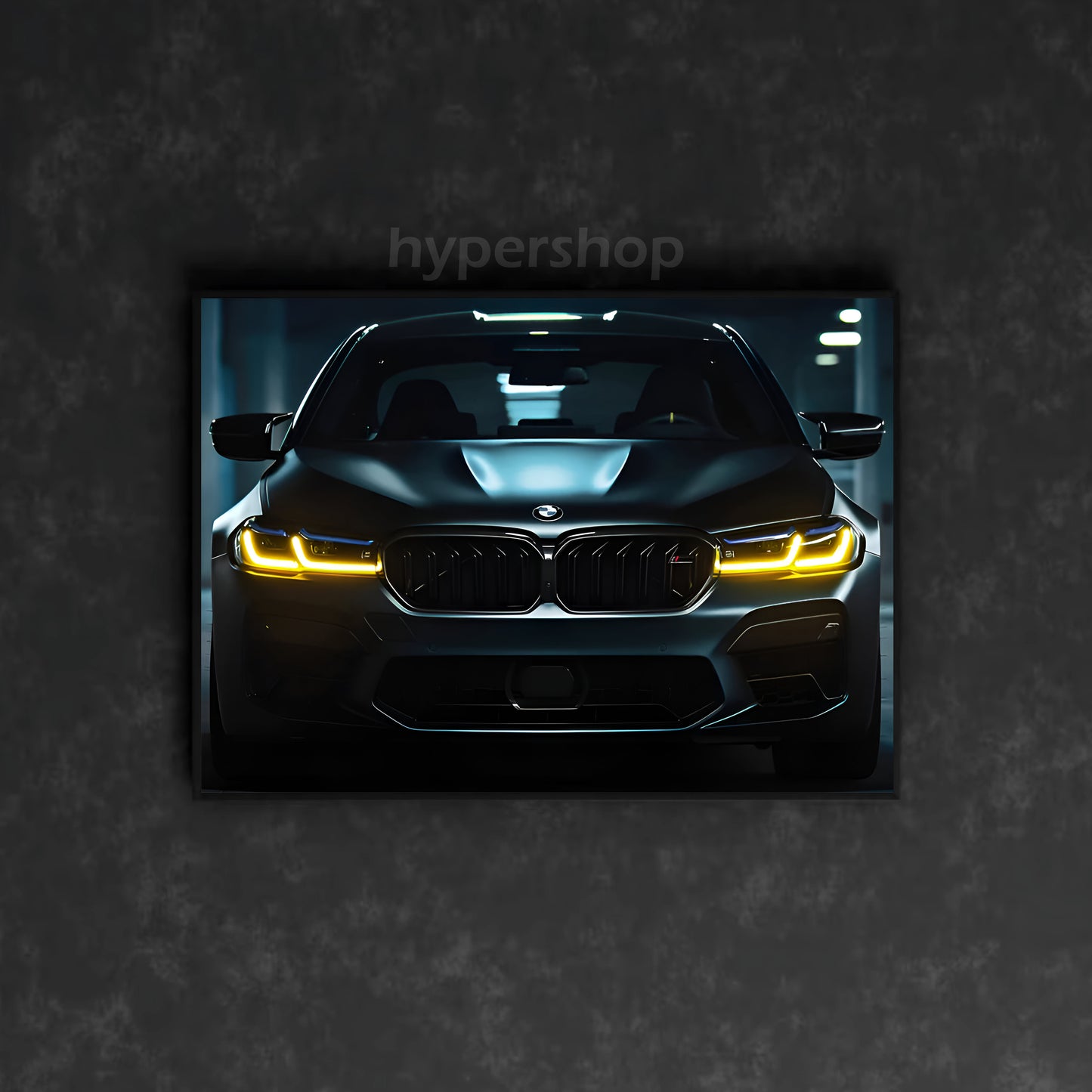 BMW M5 LCI Front Yellow DRL | Car Neon Poster