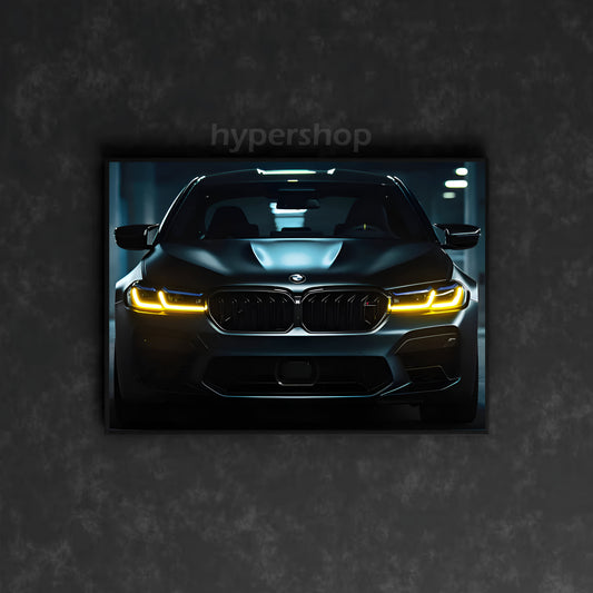 BMW M5 LCI Front Yellow DRL | Car Neon Poster