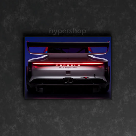 Porsche 911 GT3 R Rennsport Back DRL Red Light | Car Neon Poster
