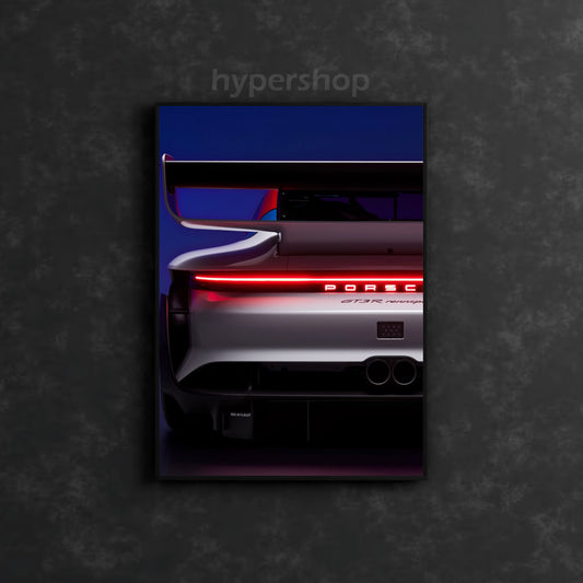 Porsche 911 GT3 R Rennsport Back DRL Red Light | Car Neon Poster