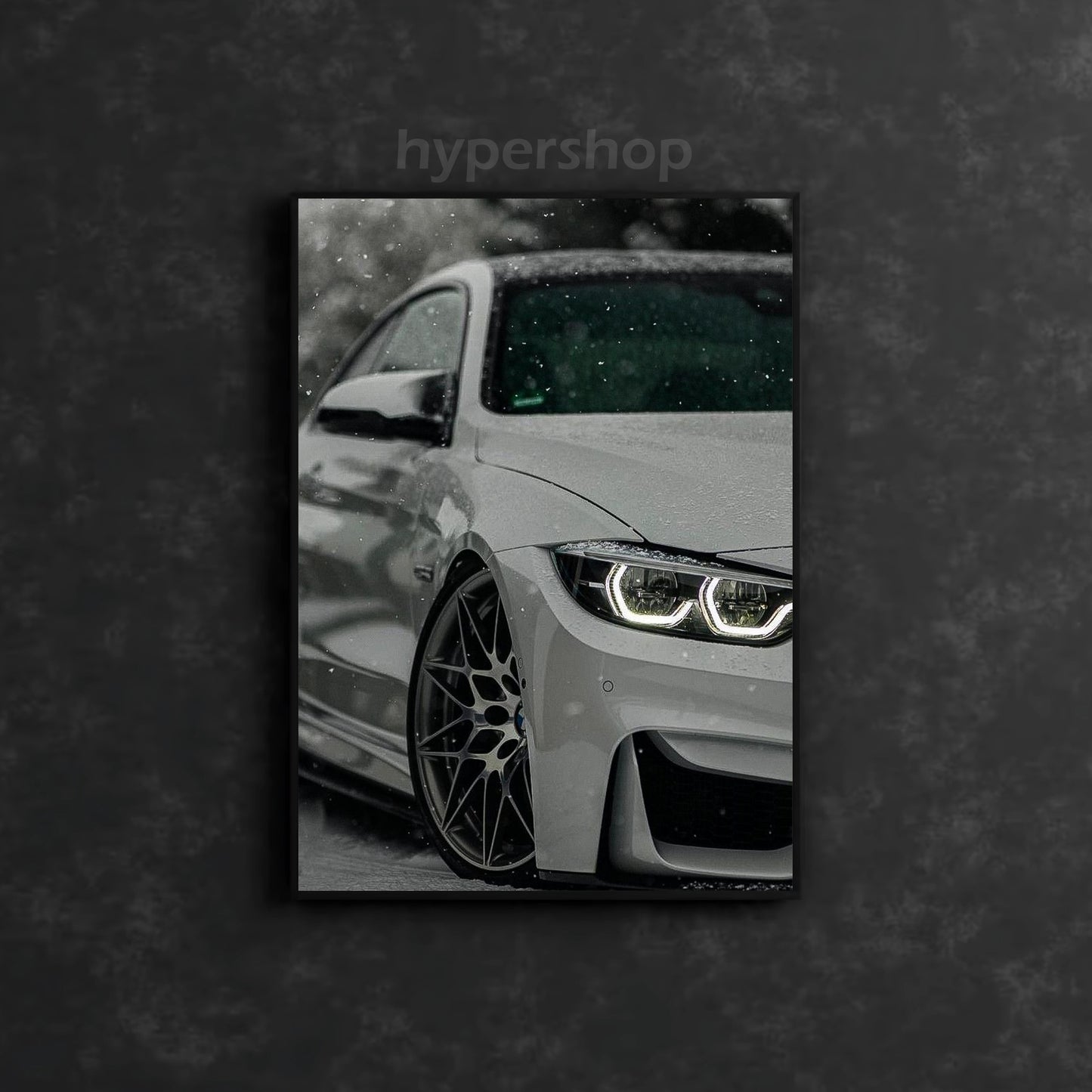White BMW M3 F80 Front White DRL | Car Neon Poster