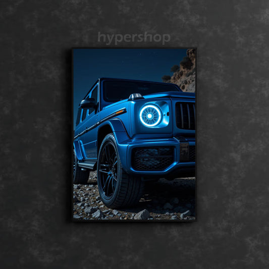 Mercedes-AMG G63 Front Blue DRL | Car Neon Poster