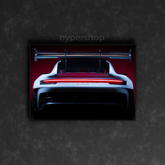 Porsche 911 GT3 R Rennsport Back DRL Red Light | Car Neon Poster