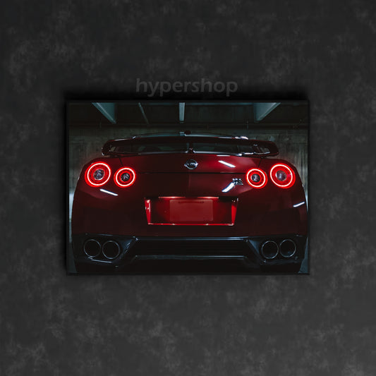 Nissan GT-R R35 Red Tail Lights | Car Neon Poster