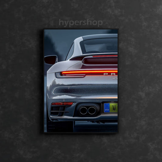 Porsche 911 Turbo S (992 generation) Back DRL Red Light | Car Neon Poster