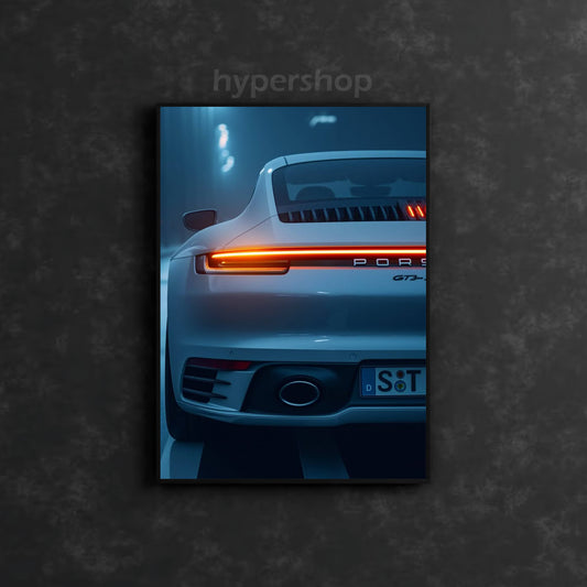 Porsche 911 GT3 (992 generation) Back DRL Red Light | Car Neon Poster