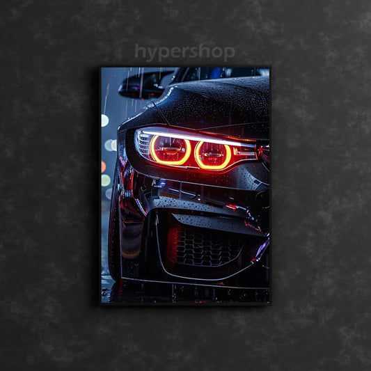 BMW M4 (F82) Front Red DRL | Car Neon Poster