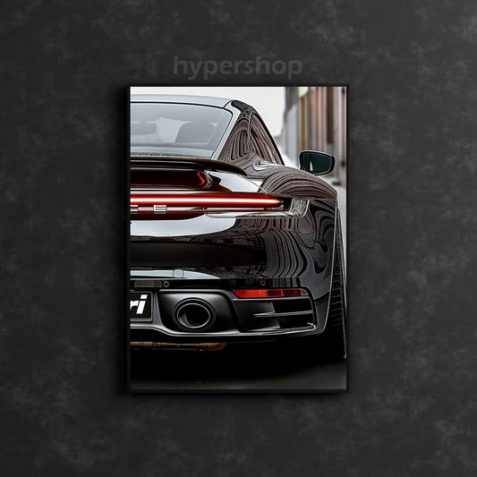 Porsche 911  (992 generation) Back DRL Red Light | Car Neon Poster