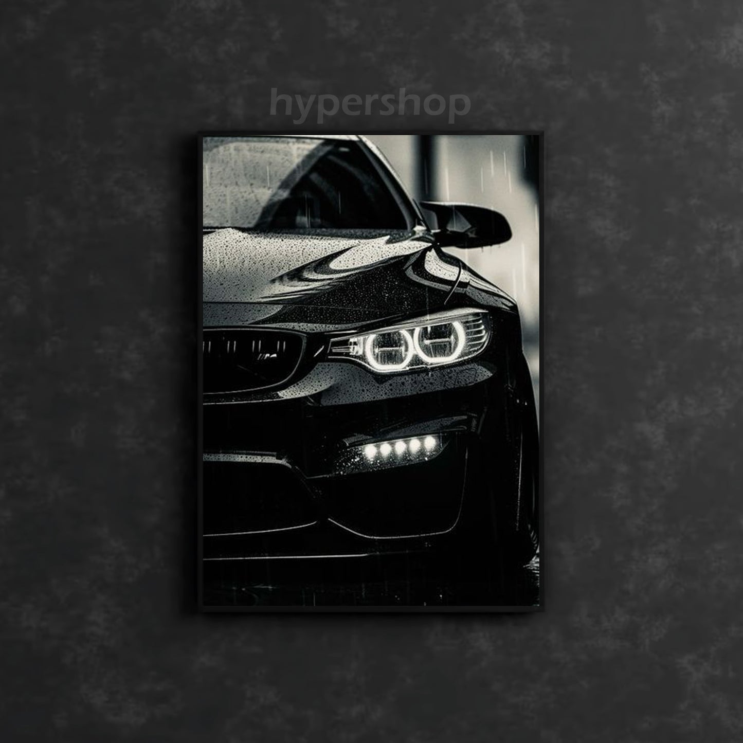 Black BMW M3 (F80) Front White DRL | Car Neon Poster