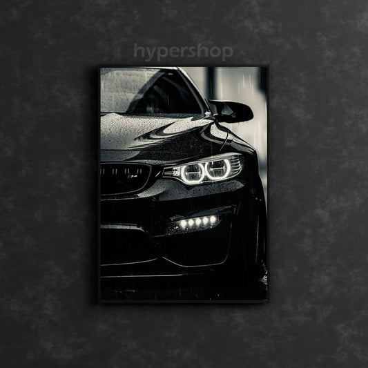 Black BMW M3 (F80) Front White DRL | Car Neon Poster