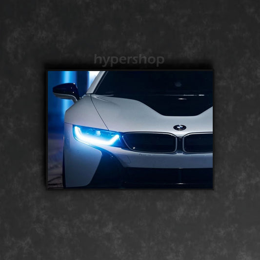 BMW i8 Front White DRL | Car Neon Poster