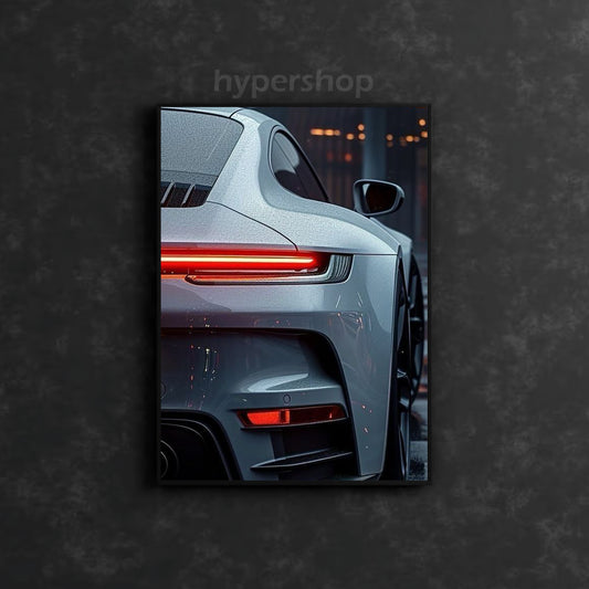 Porsche 911 ( 992 Generation) Back DRL Red Light | Car Neon Poster