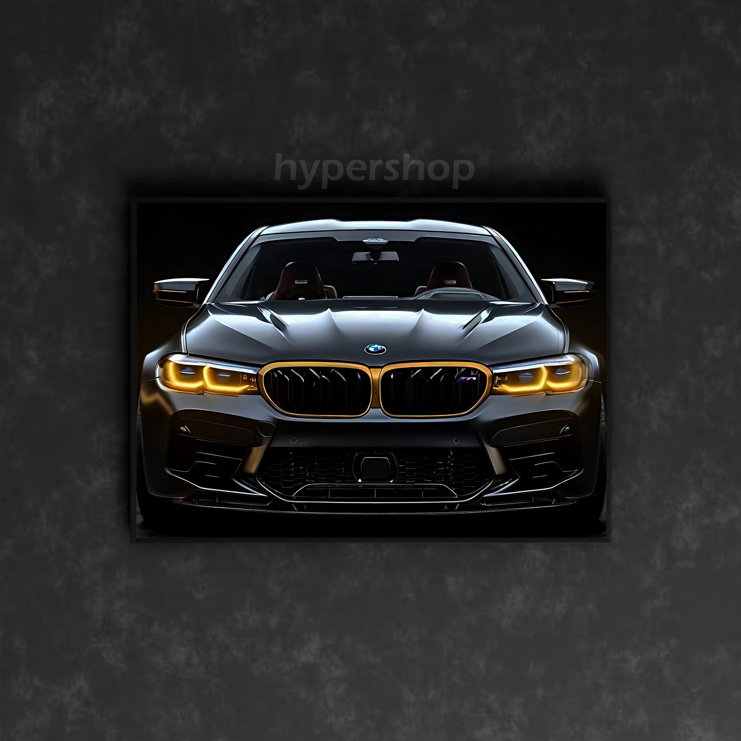 BMW M5 CS Front Yellow DRL | Car Neon Poster