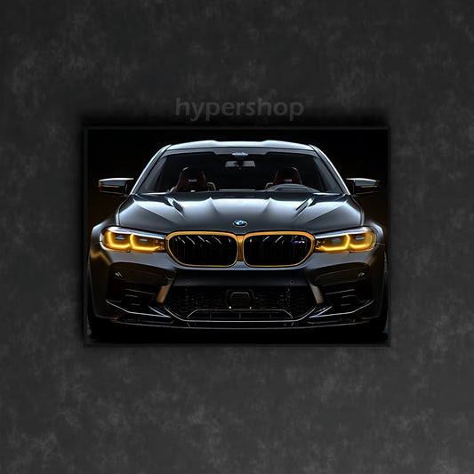 BMW M5 CS Front Yellow DRL | Car Neon Poster