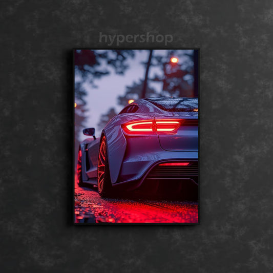 Porsche Taycan Turbo Back DRL Red Light | Car Neon Poster
