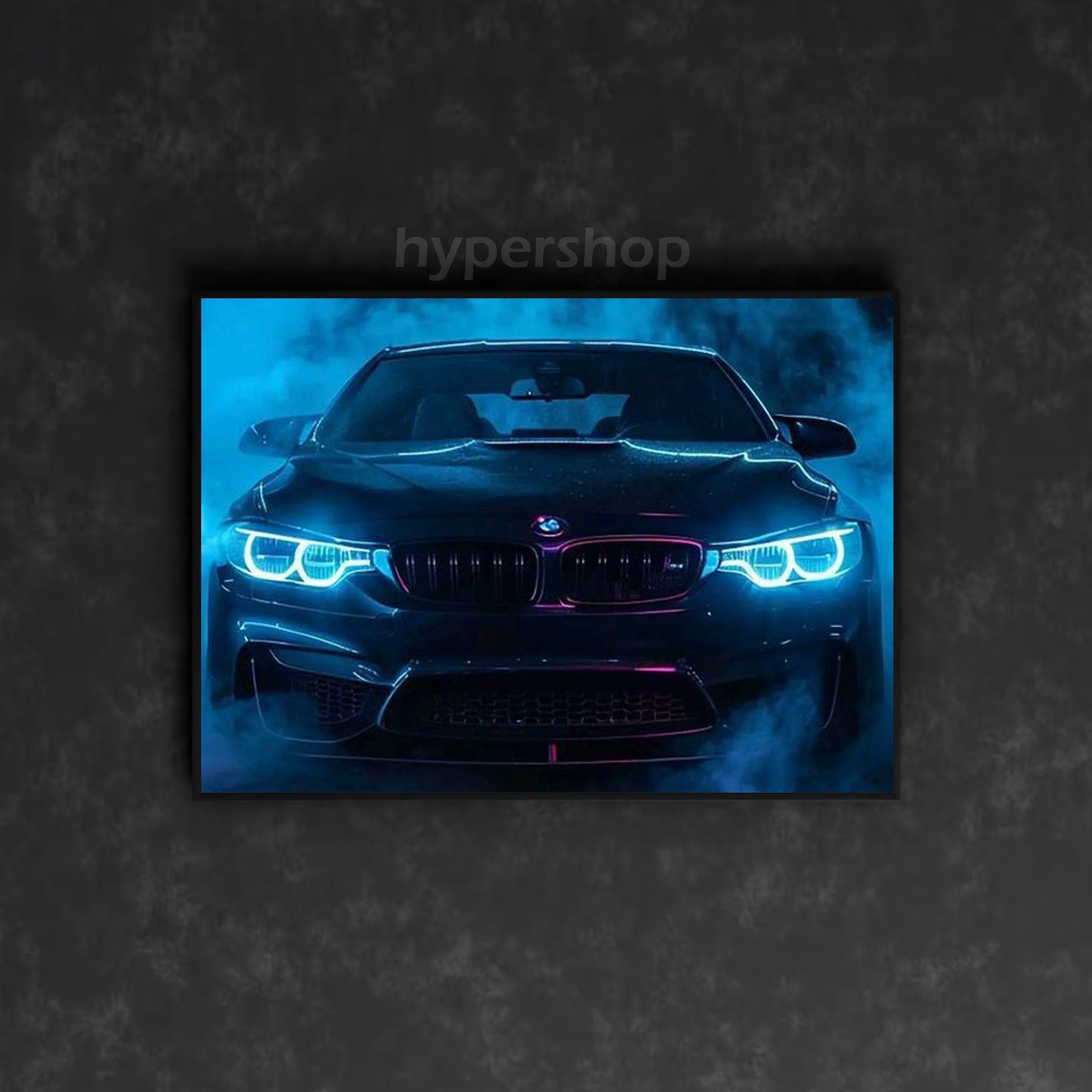 BMW M4 F82 Front Blue DRL | Car Neon Poster