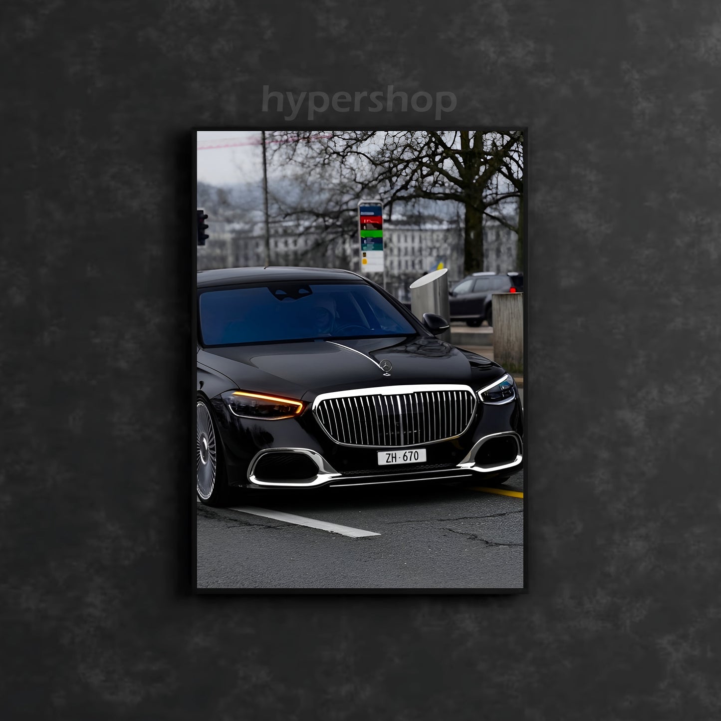 Mercedes-Maybach S680 4MATIC Front White DRLs | Car Neon Poster