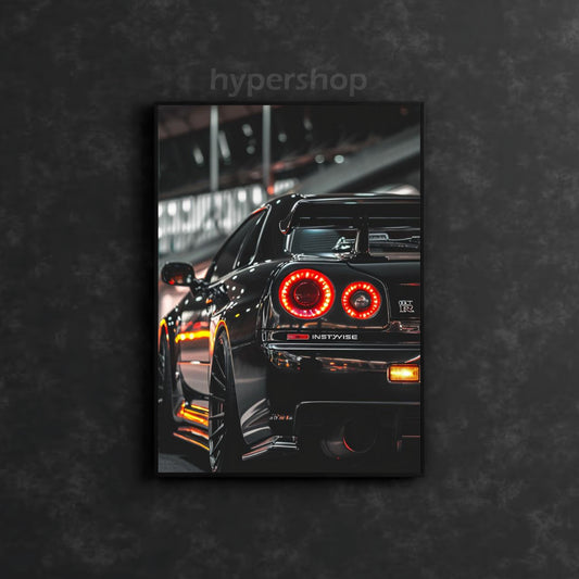 Nissan R34 Skyline GT-R Red Tail Lights | Car Neon Poster