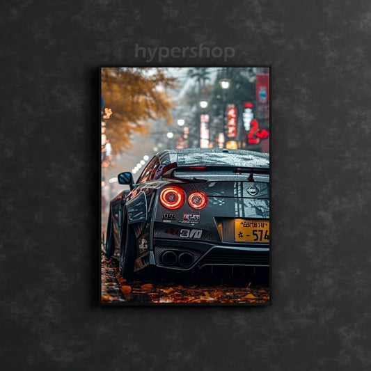 Nissan GT-R R35 Red Tail Lights | Car Neon Poster