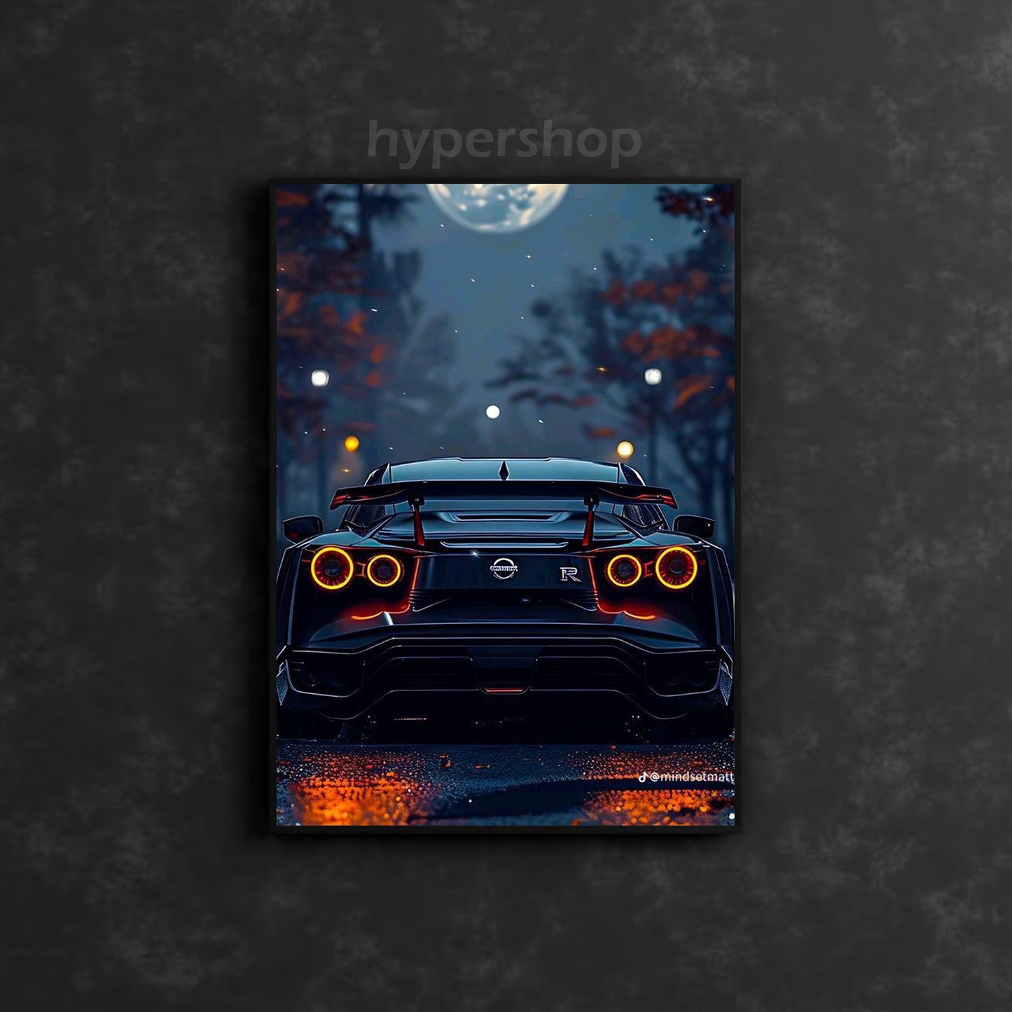 Nissan GT-R R35 Red Tail Lights | Car Neon Poster