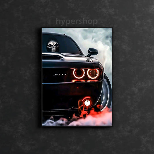 Dodge Challenger SRT Widebody Front Red DRL | Car Neon Poster