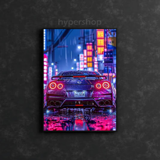 Nissan GT-R R35 Red Tail Lights | Car Neon Poster