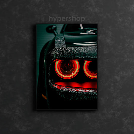 Dodge Challenger SRT Widebody Red Front DRL | Car Neon Poster