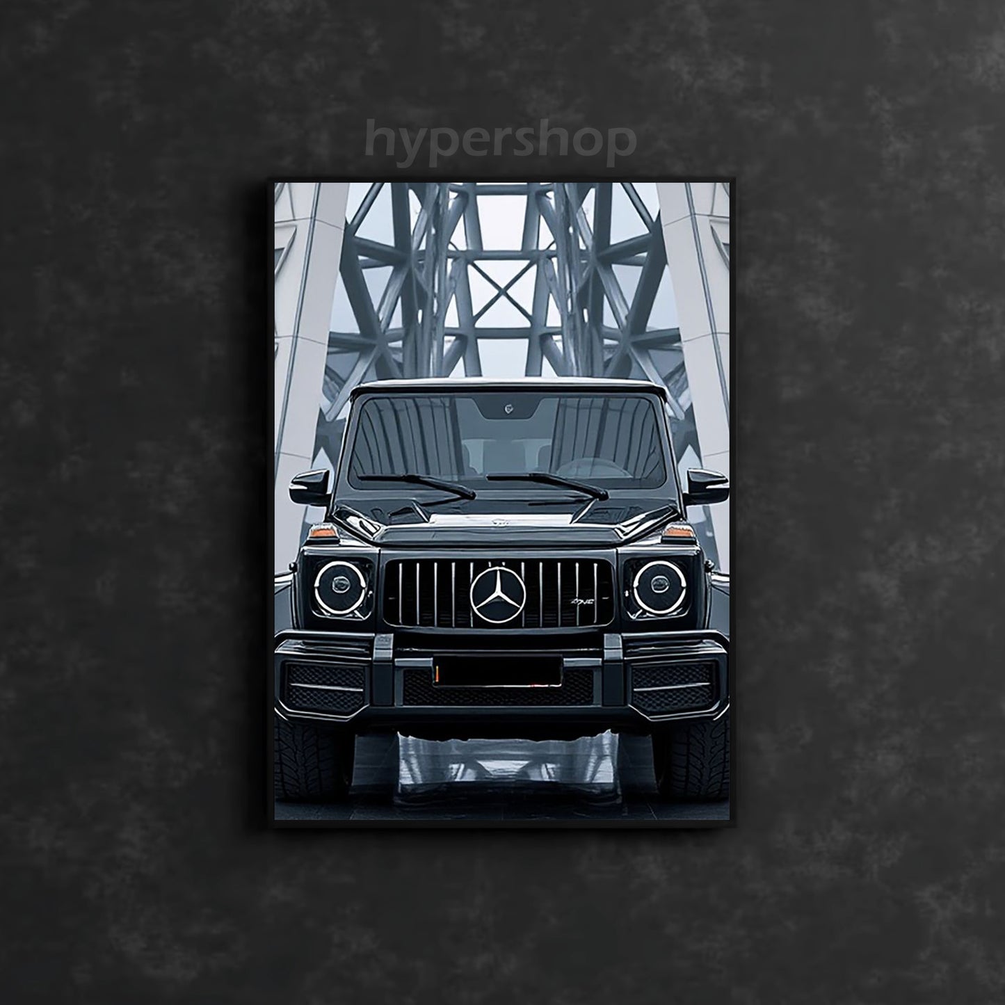 Black Mercedes-AMG G 63 Front White DRL | Car Neon Poster