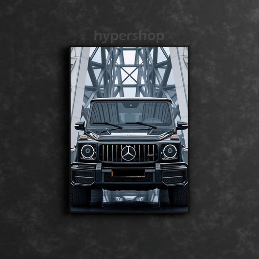 Black Mercedes-AMG G 63 Front White DRL | Car Neon Poster